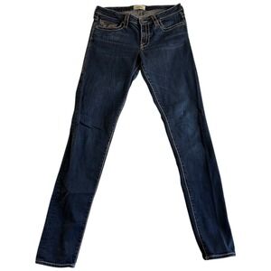 Big Star Maddie Skinny Jeans Women 29XL (32x35) Blue Denim Embroidered Dark Wash